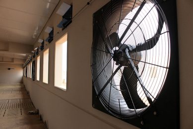 A fan in a swine farm under construction in northern Spain. Photo: Vincent ter Beek