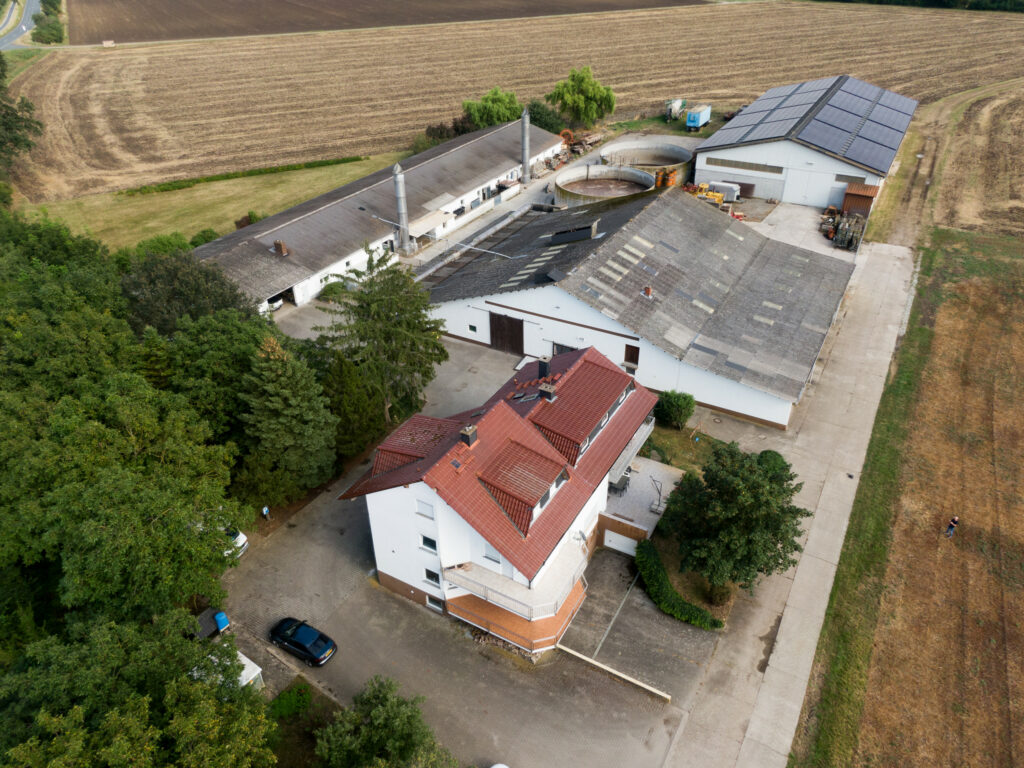 Aerial view of Thomas Paul Agrar in Trebur, Hesse state, Germany.