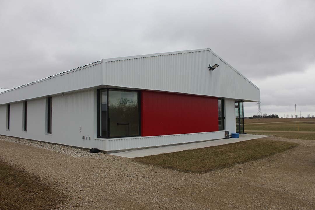 Outside of the Ontario Swine Research Farm.